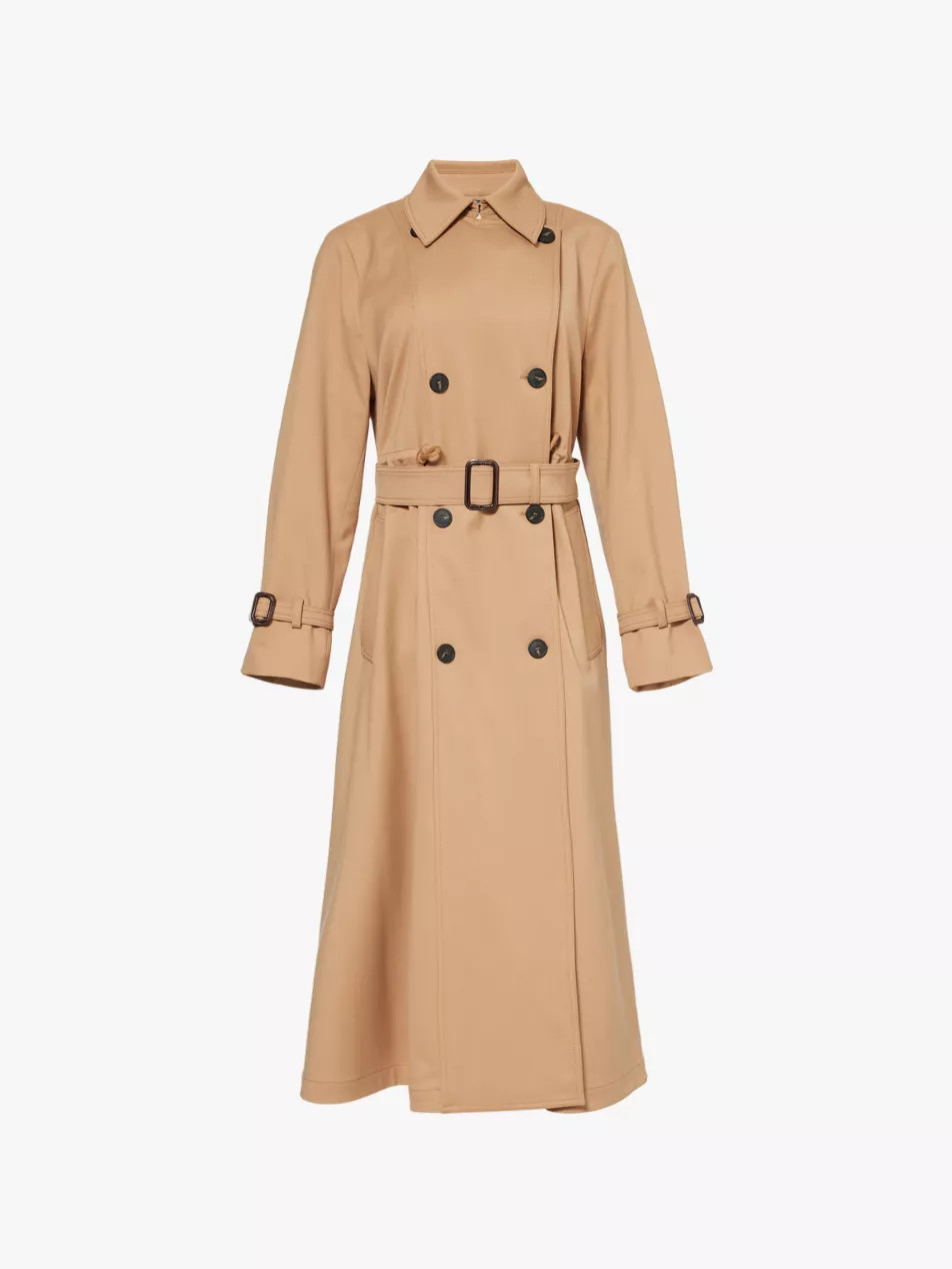 Double-breasted drawstring-waist stretch-woven trench coat | Selfridges