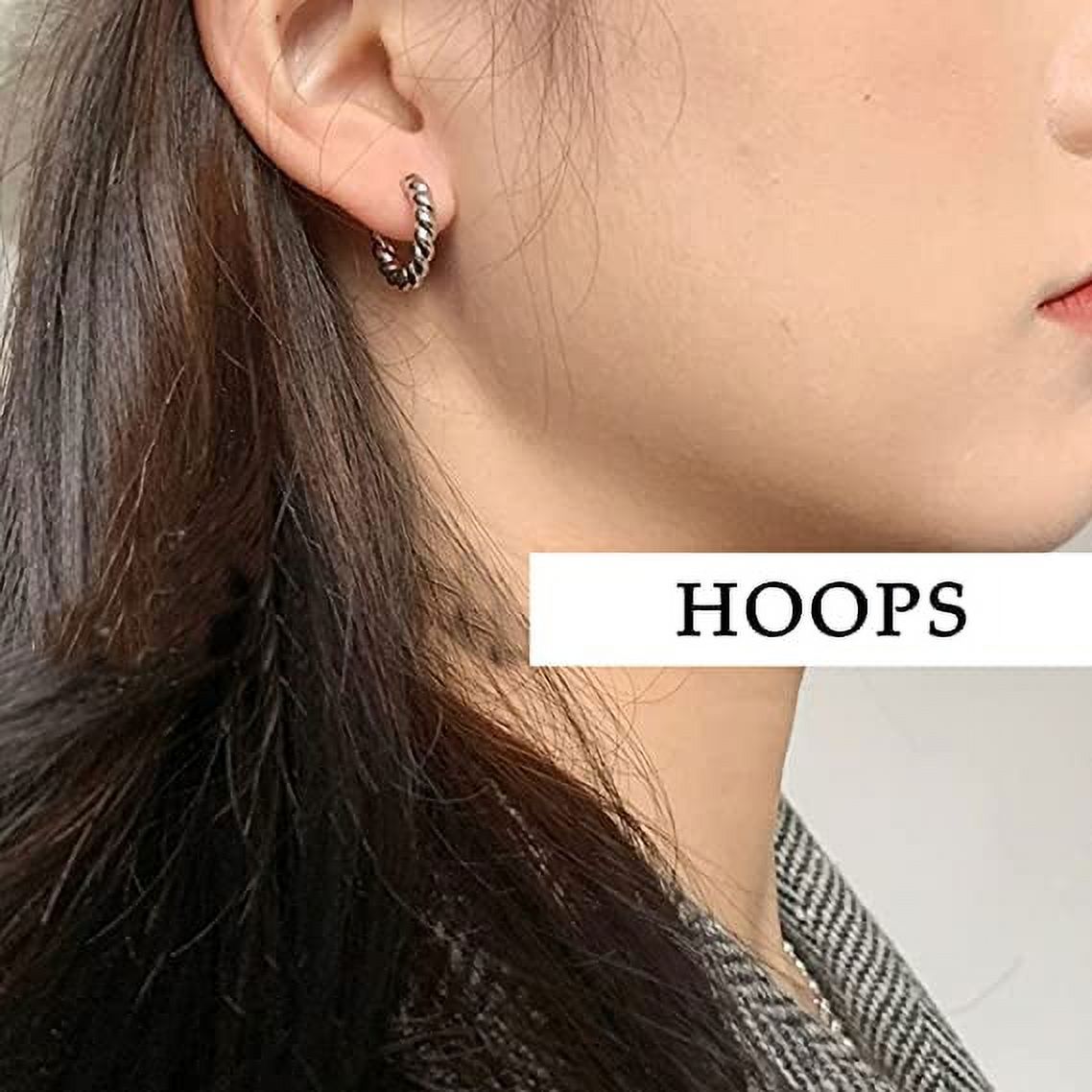 Silver Hoop Earrings for Women, Twisted Hoop Earrings 925 Sterling Silver Dainty Huggies HoopsMin... | Walmart (US)