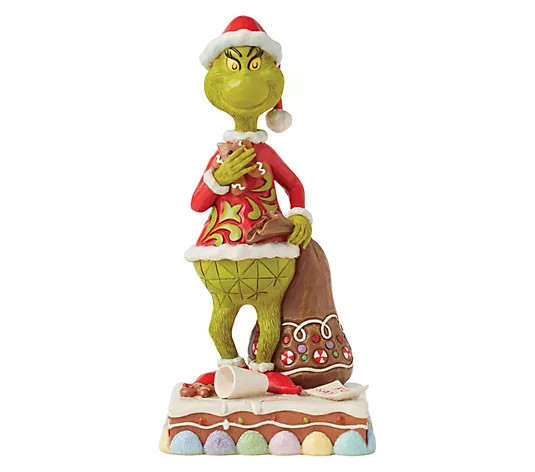 Jim Shore Grinch Eating Gingerbread Christmas Figurine 8in H - QVC.com | QVC