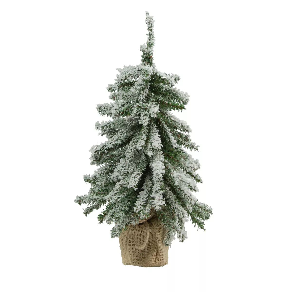 Northlight 15" Potted Flocked Downswept Mini Village Pine Medium Artificial Christmas Tree, Unlit | Target
