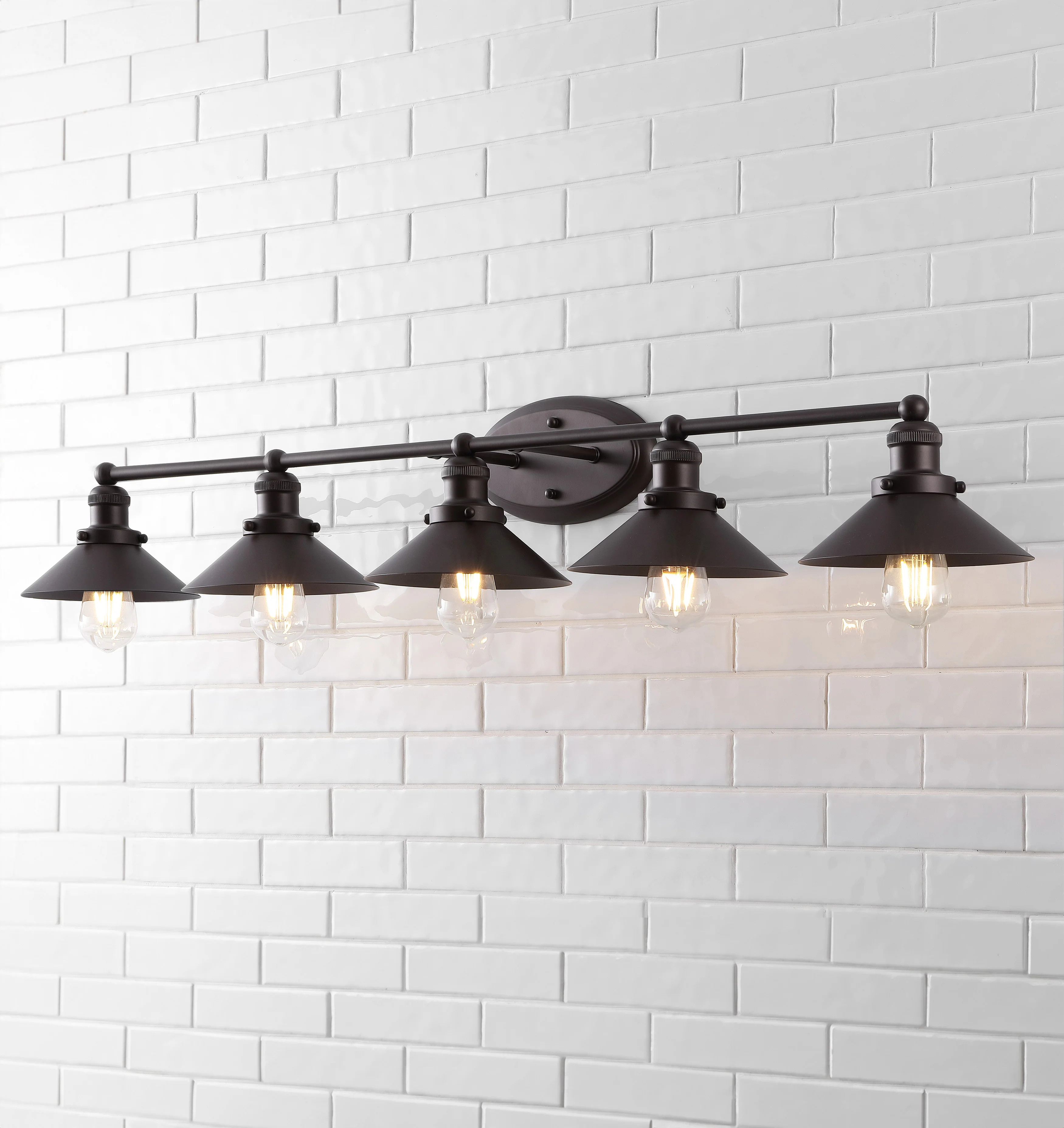 July 46" 5-Light Metal Vanity Light, Oil Rubbed Bronze | Shop Simon