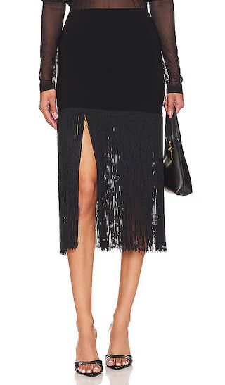 18" Fringe Mini Skirt in Black | Revolve Clothing (Global)