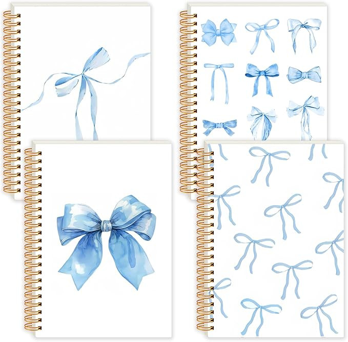 4 Pack Coquette Preppy Bow Notebook,A5 Aesthetic Spiral Notebook Journals for Women,Cute Bowknot ... | Amazon (US)