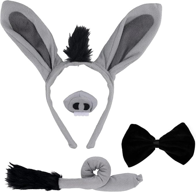 4pcs Donkey Costume Set, Premium Ultra-Soft Velvet Donkey Costume Accessory Set Donkey Ears Donke... | Amazon (CA)