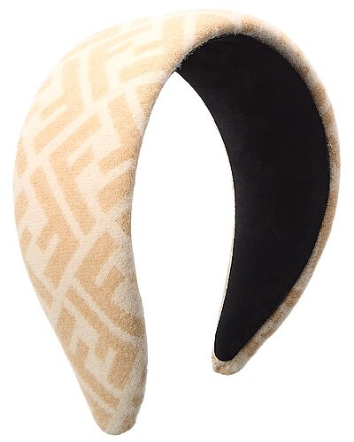 FENDI FF Print Leather-Lined Wool & Silk-Blend Headband | Gilt