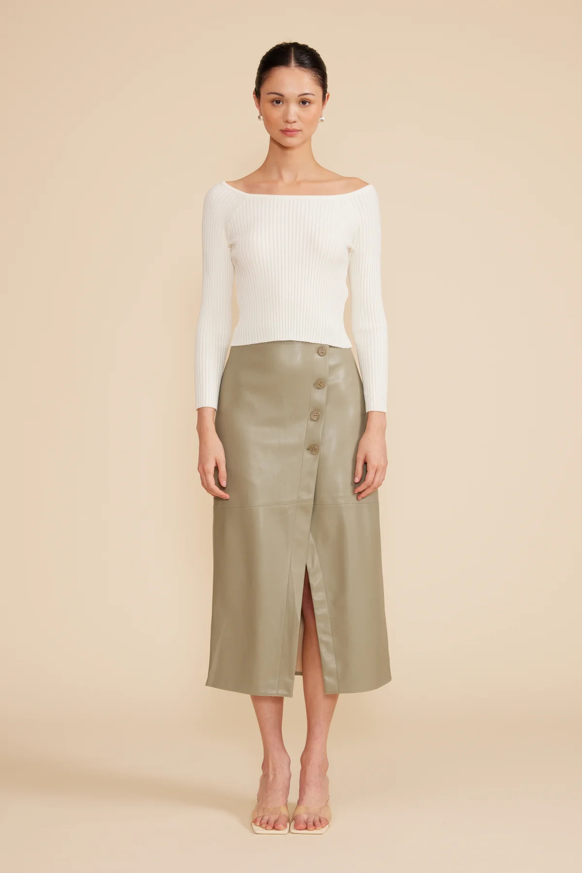 Francisco Midi Skirt - Sage | LUCY PARIS