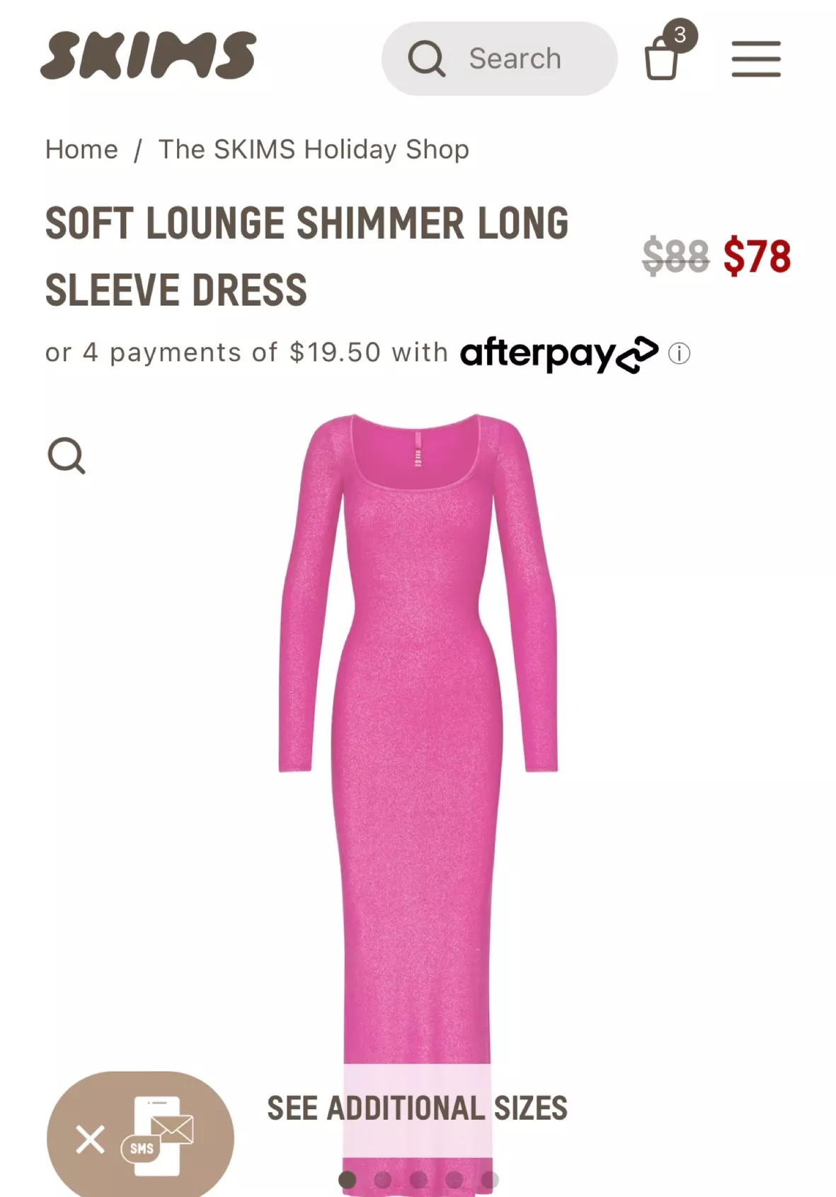 Soft Lounge Shimmer Long Sleeve Dress