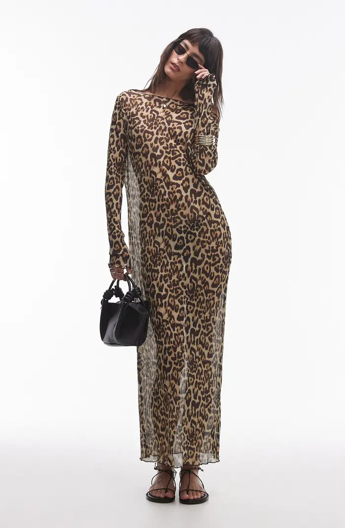 Topshop Sheer Long Sleeve Maxi Dress | Nordstrom | Nordstrom