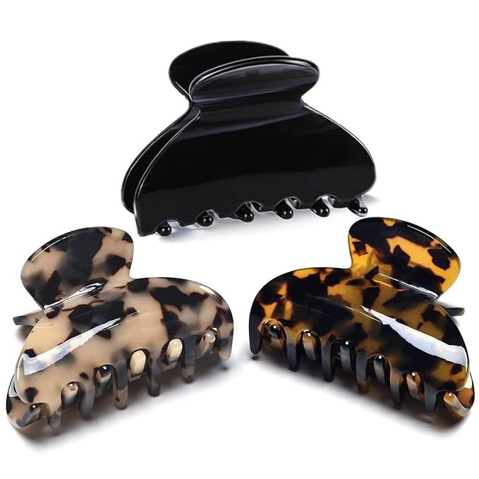 Medium Claw Hair Clips for Women Girls Tortoise Hair Jaw Clips Celluloid Hair Claw Clamps Leopard... | Amazon (US)