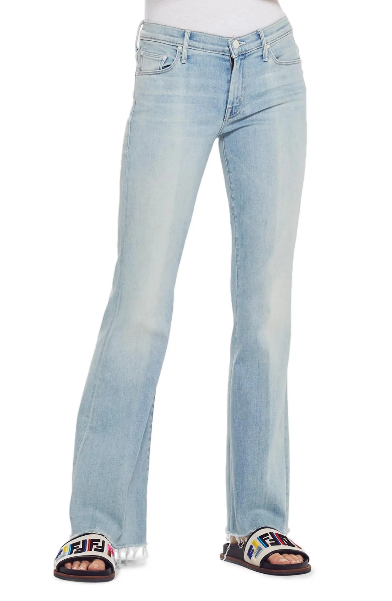 Women's Mother Frayed Flare Jeans, Size 29 - Blue | Nordstrom