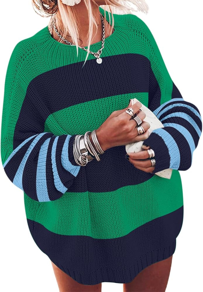 Ugerlov Women's Oversized Sweaters Batwing Sleeve Mock Neck Jumper Tops Chunky Knit Pullover Swea... | Amazon (US)