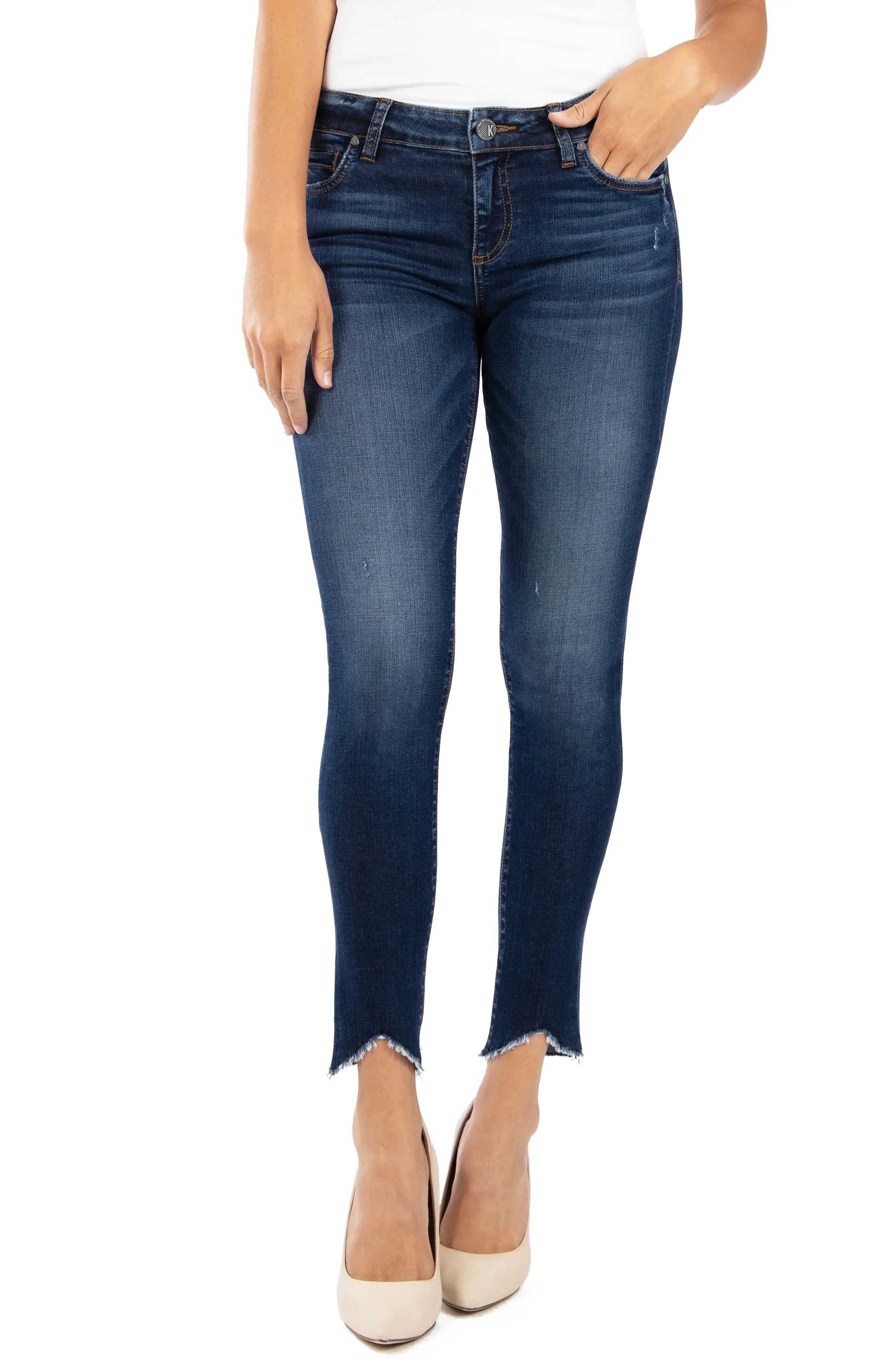 KUT from the Kloth Connie Raw Angled Hem Ankle Skinny Jeans in Taste at Nordstrom, Size 10 | Nordstrom