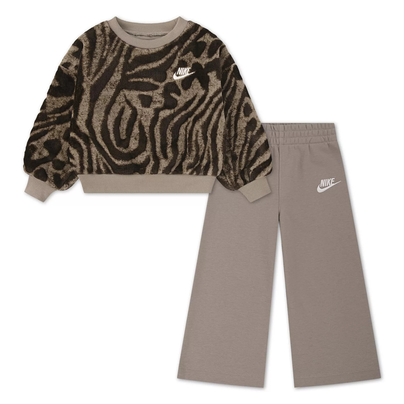 Baby & Toddler Girls Nike Wild Warmth Zebra Print Crewneck & Wide Leg Pant 2-Piece Set, Toddler Girl's, Size: 18 Months, J1cmink Br | Kohl's