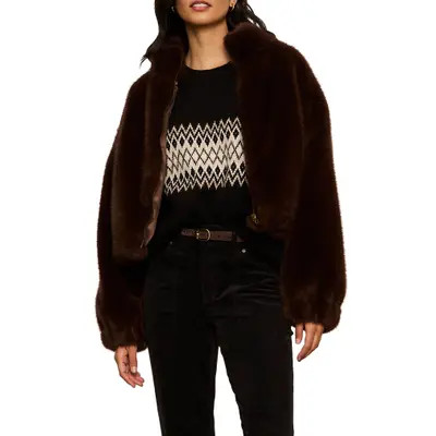 Sanctuary Everest Faux Fur Bomber Jacket in Black at Nordstrom, Size Xx-Large | Nordstrom