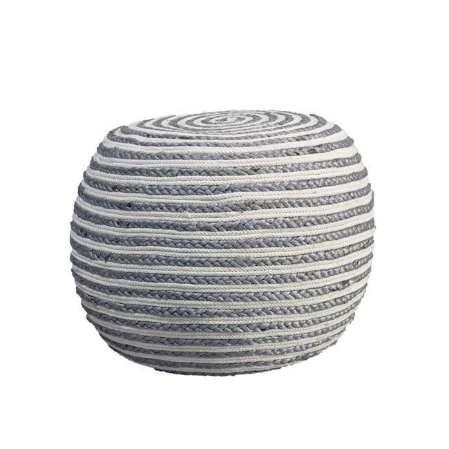 Lr Home Round Striped Braided Jute Pouf, White | Walmart (US)