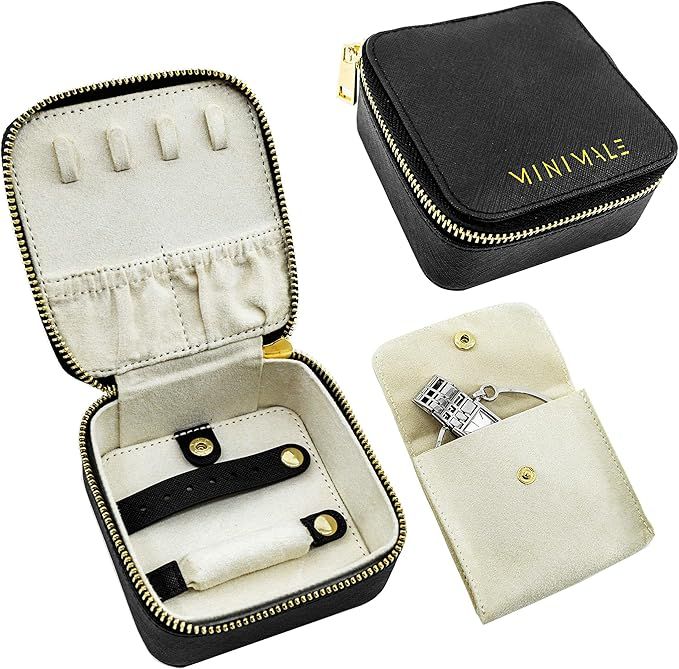 MINIMALE COLLECTIVE Travel Jewelry Organizer | Small Jewelry Box | Genuine Leather Travel Jewelry... | Amazon (US)