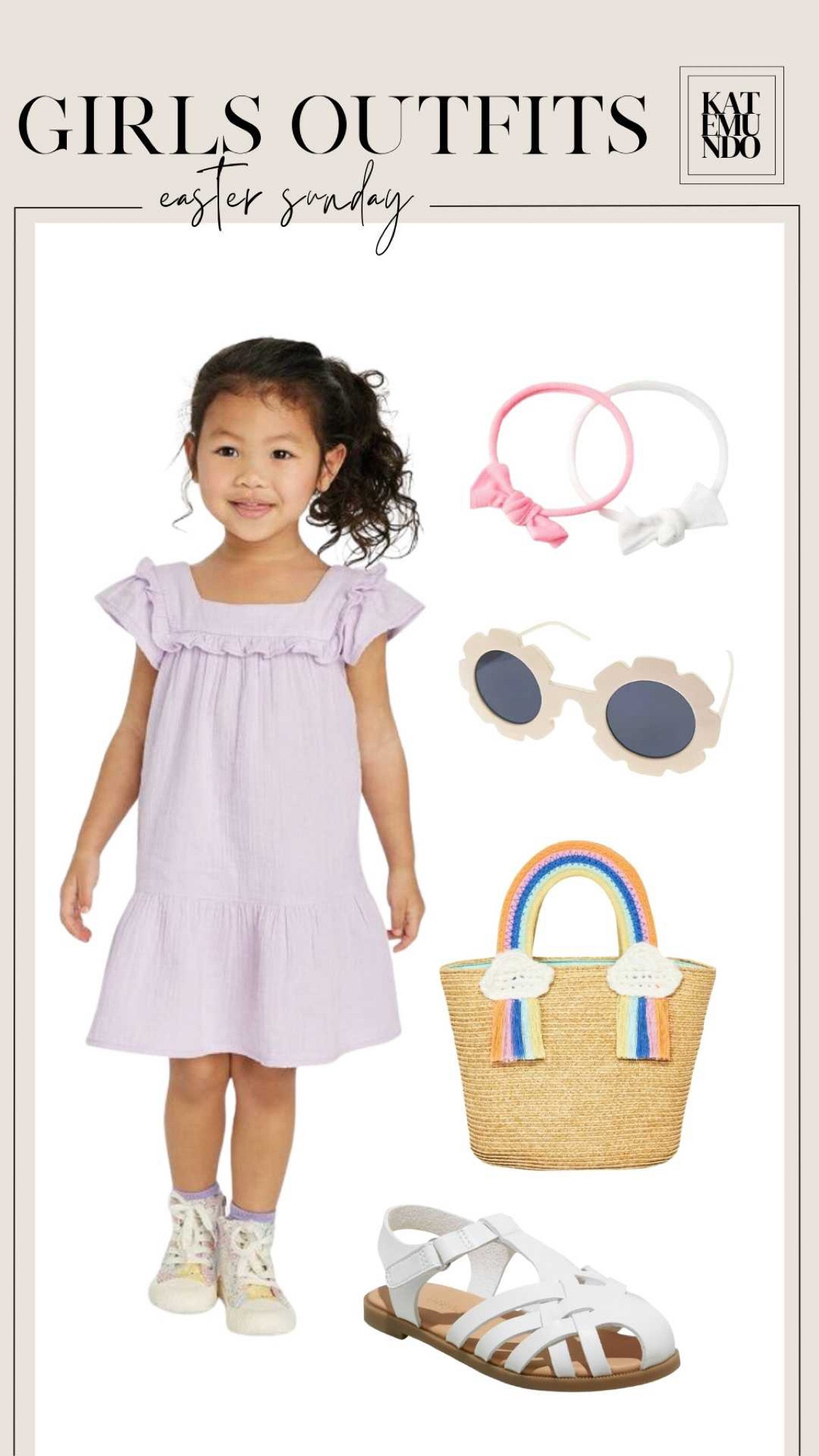 What the girls are wearing for Easter Sunday. Dress, shoes, straw bag, sunglasses, hair ties. Kids outfits. Holiday outfits  

#LTKSeasonal #LTKkids #LTKstyletip