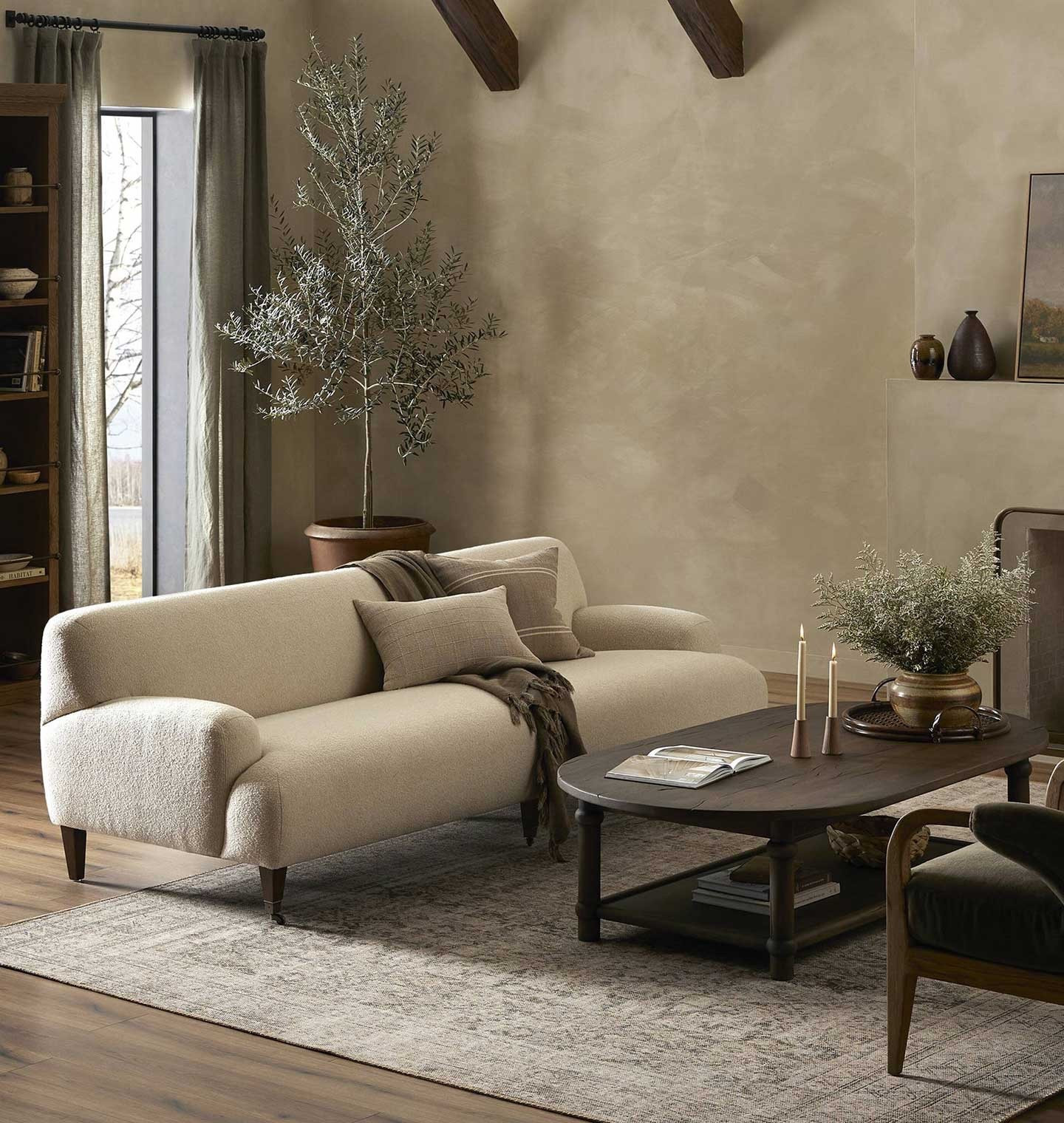 Same Amber Interiors sofa, different color 🤎 I shared this sofa in green, but this warm neutral shade might be even more versatile. The soft curves, cozy upholstery, and timeless silhouette make it perfect for a calm, living room. Linked here with the matching coffee table! 

amber interiors sofa, neutral living room, cozy sofa, warm neutral decor, modern rustic living room, timeless furniture, living room inspiration, designer sofa, coffee table, living room furniture 

#LTKHome