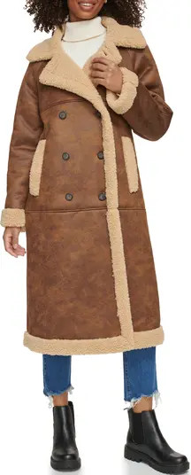 Notch Collar Faux Shearling Coat | Nordstrom