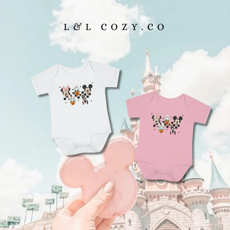 Mickey Checkered Baby Bodysuit - Disney Baby - Mickey Onesie - Minnie Onesie | Etsy (US)