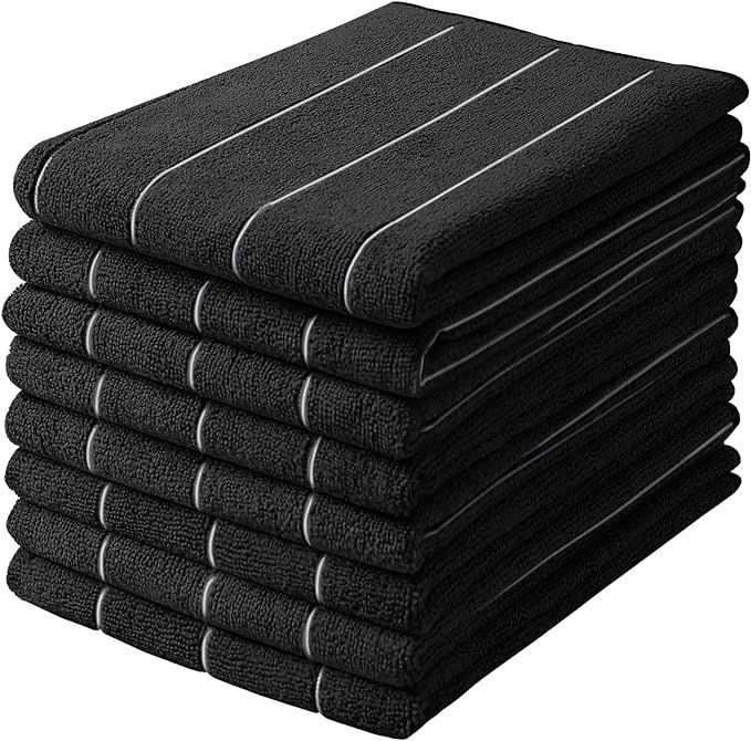 Microfiber Kitchen Towels - Super Absorbent, Soft and Thick Dish Hand Towels, 8 Pack (Stripe Desi... | Amazon (US)