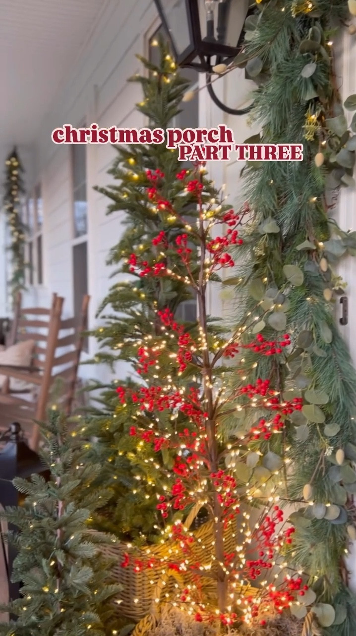 Christmas Porch PART THREE: the swing!
I had a couple of extra pre-lit garlands that just happened to be the 👌🏼PERFECT👌🏼length for hanging on the rope and I love how they look lit up! Kept everything else pretty simple with a few pillows, a cozy throw and some little trees! Perfect spot to snuggle up this season!🥰

#LTKWatchNow #LTKHome #LTKHoliday
