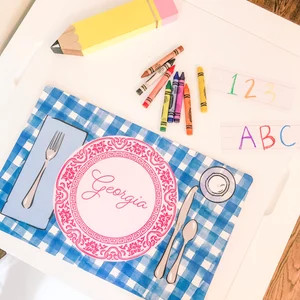 Personalized Placemat, Kids Personalized Placemat, Gingham Placemat, Customized Placemats for Kid... | Etsy (Global)