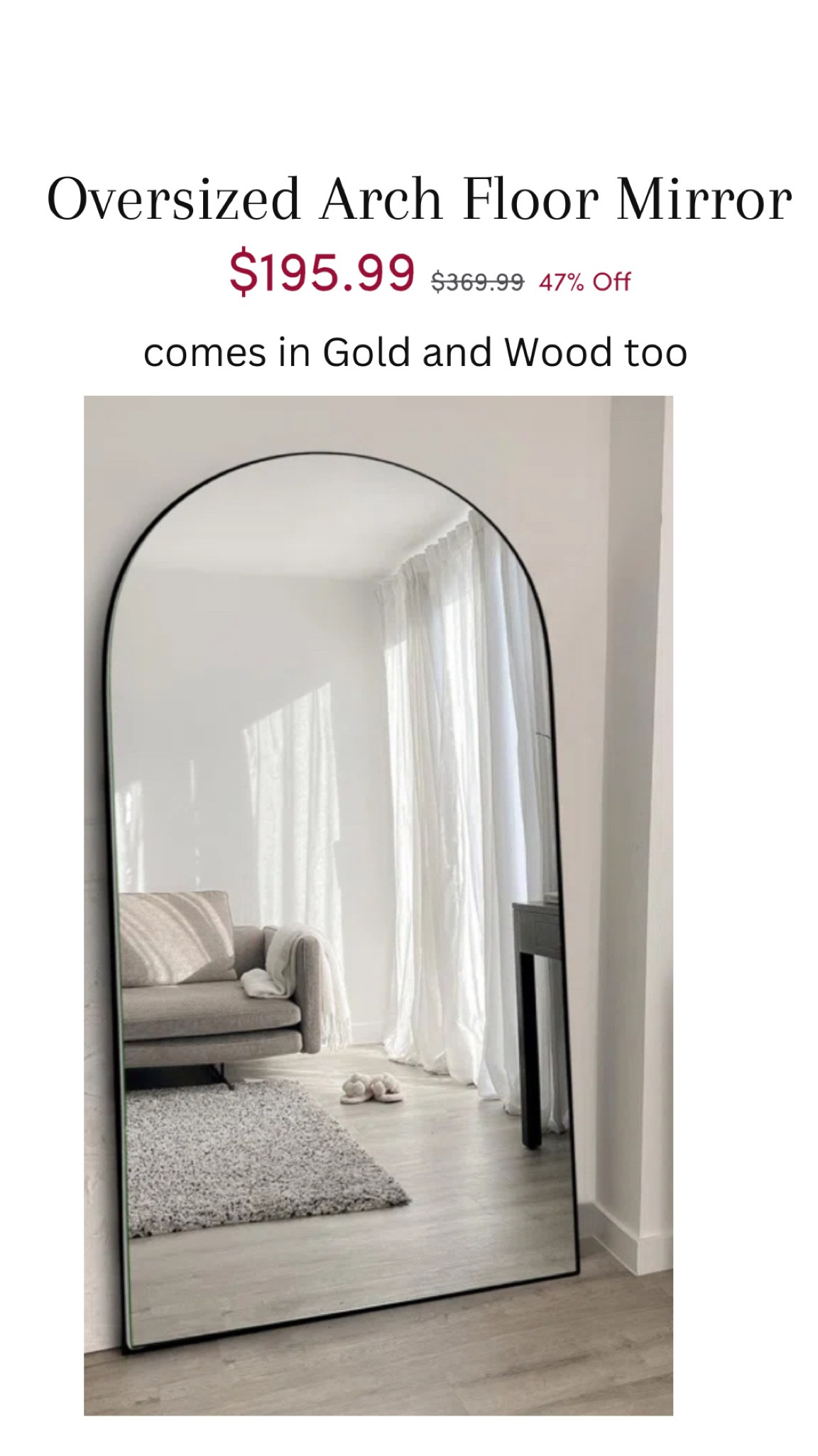wayday sale wayfair arch floor mirror gold black oversized 

#LTKsalealert #LTKhome