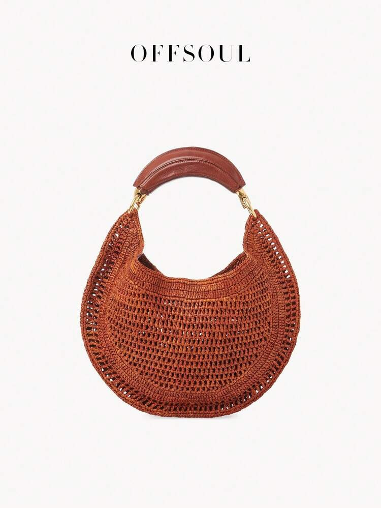 Bohemian Handbag Women New Holiday Beach Vacation Style Straw Bag Retro Chic Casual Net Bag Handm... | SHEIN
