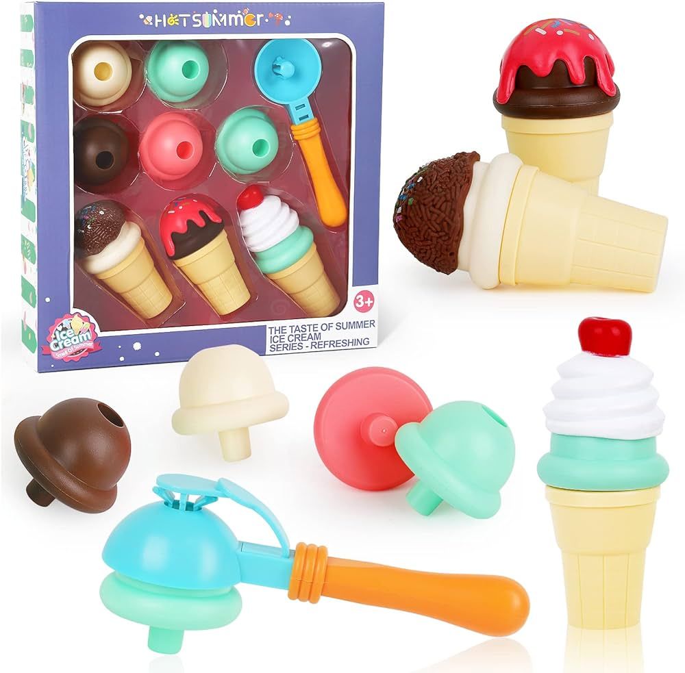 Elitoky Ice Cream Set - Sweet Treats Ice Cream Parlour Playset - Pretend Play Ice Cream Cone and ... | Amazon (US)