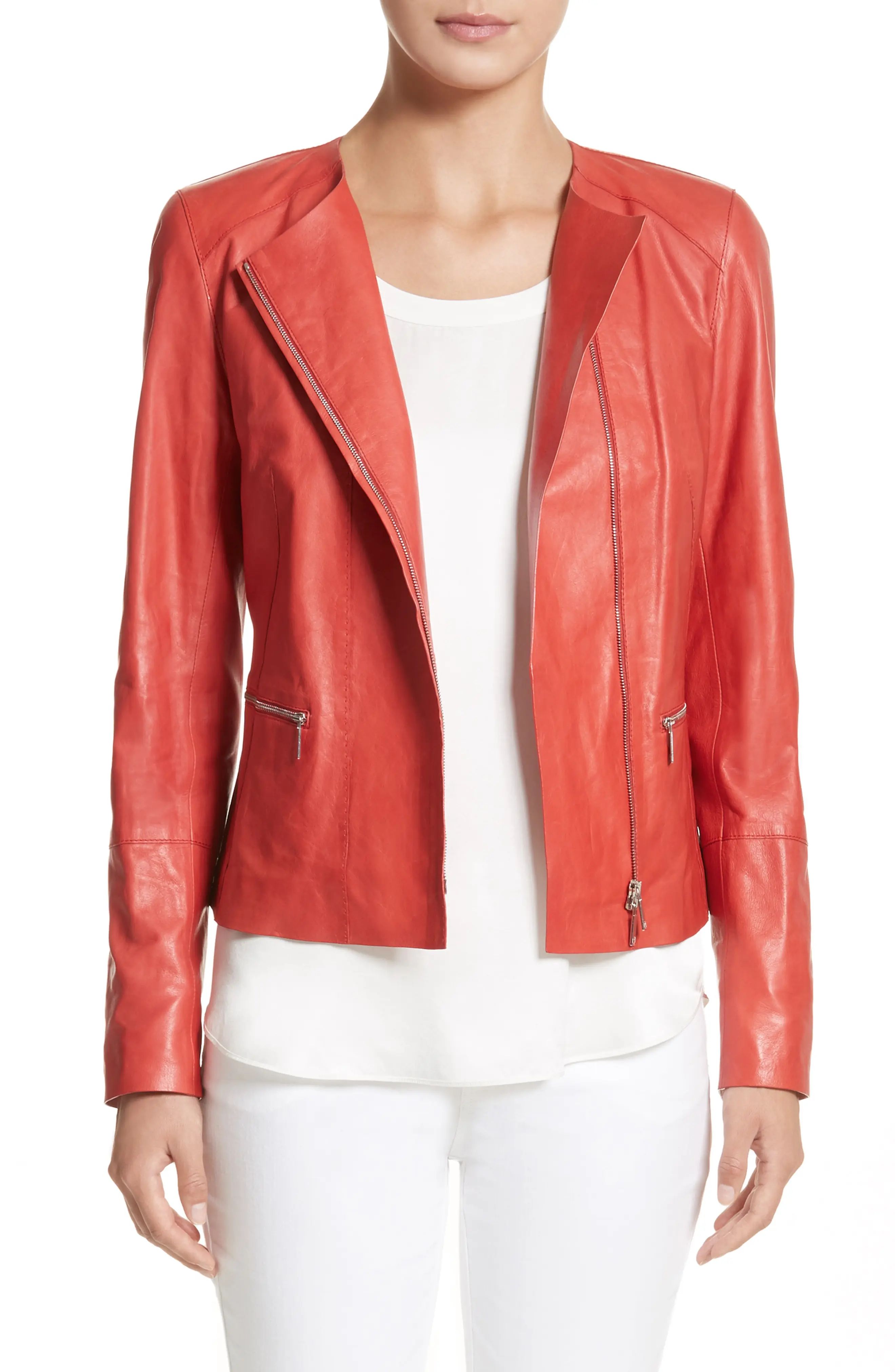 Caridee Glazed Lambskin Leather Jacket | Nordstrom