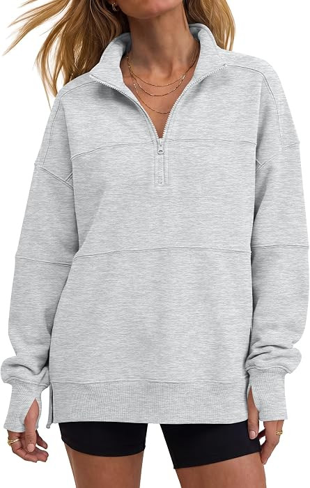 ANRABESS Women's Quarter Zip Pullover Oversized Color Block Sweatshirts | Amazon (US)