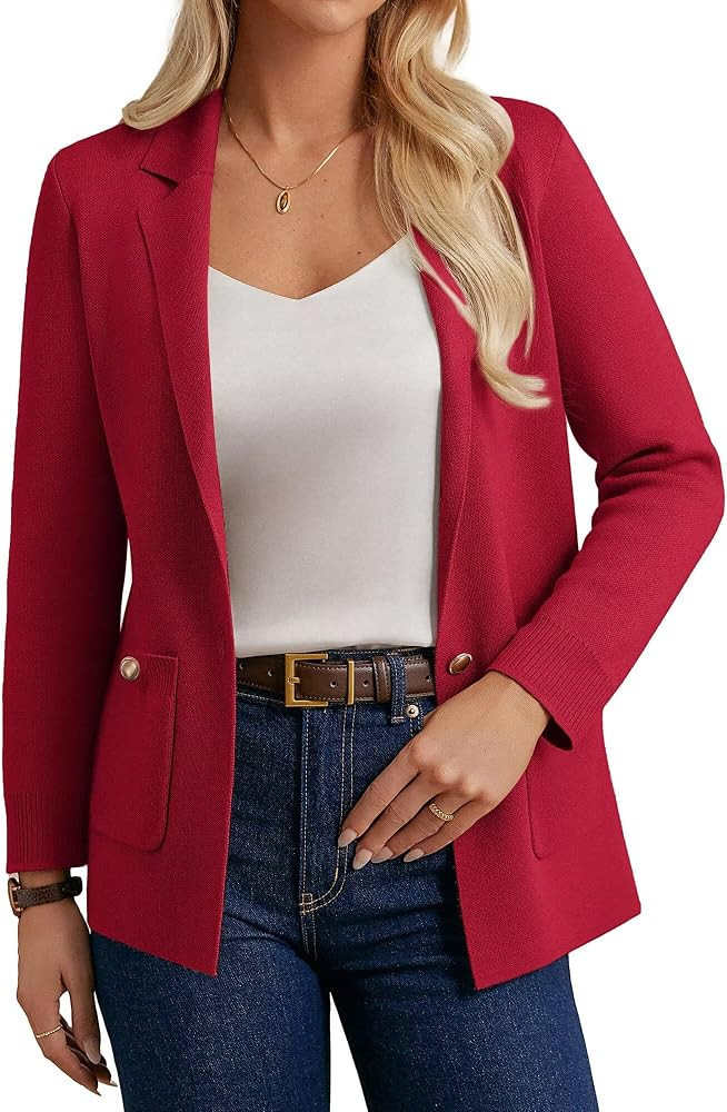 GRACE KARIN Sweater Blazers for Women Business Casual Long Sleeve Open Front Lapel Suit Jackets W... | Amazon (US)