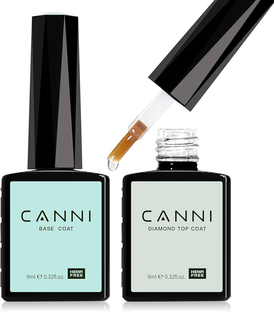 CANNI 2 Pcs No Wipe Gel Top Coat and Base Coat Set- High Gloss Shiny Long Lasting Base Top Coat G... | Amazon (US)