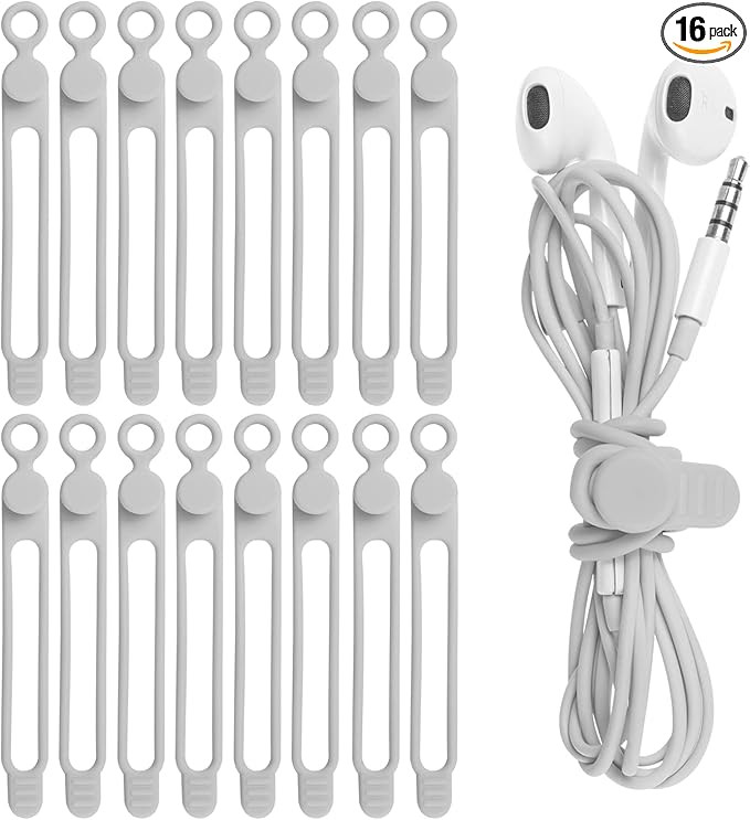 Nearockle 16Pcs Silicone Cable Straps Wire Organizer for Bundling Earphone, Phone Charger, Comput... | Amazon (US)