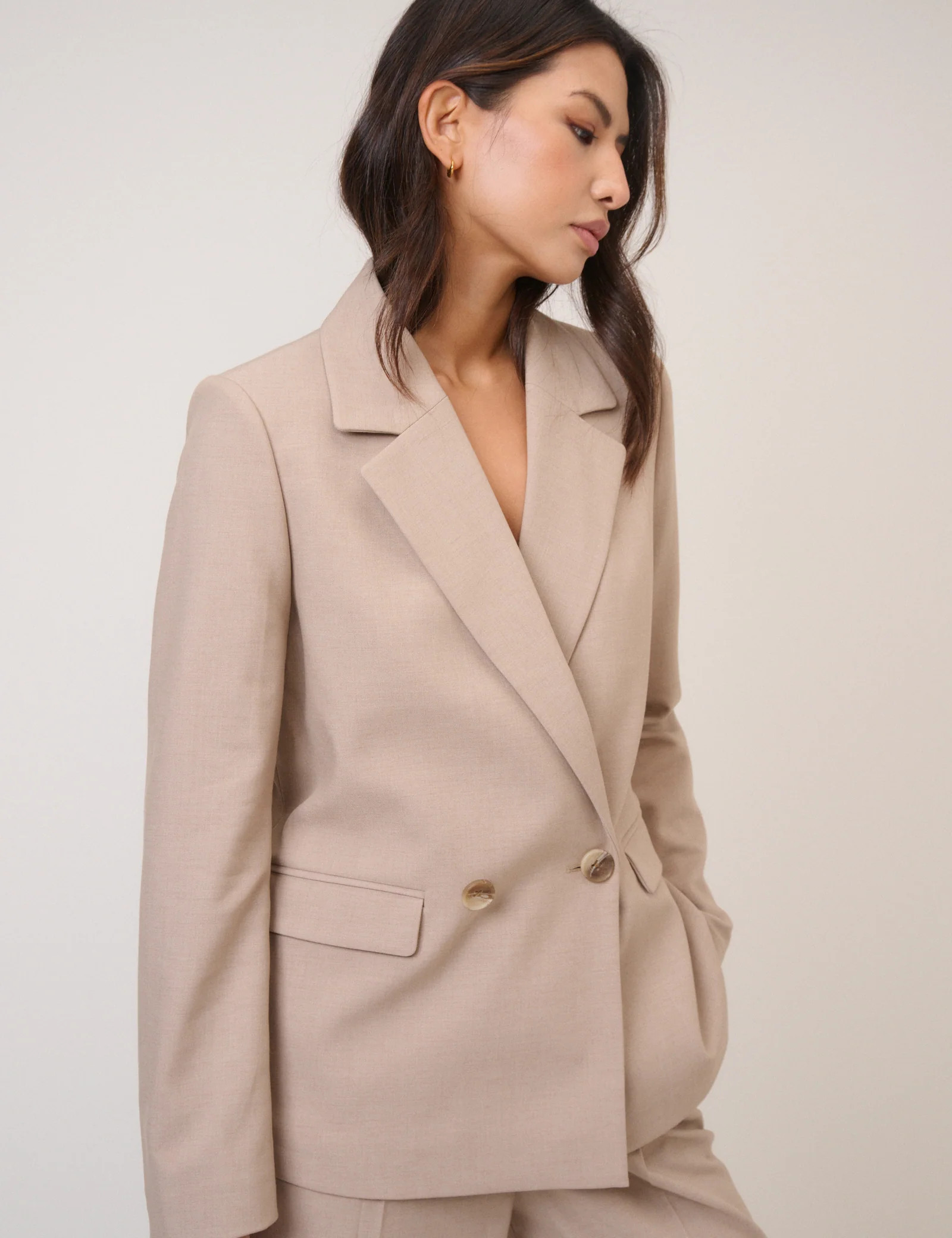 Beige Double Breasted Blazer | Nobody's Child