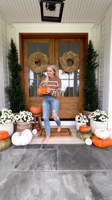 Fall Front Porch Decor with Faux Mums | Best Faux Fall Flowers | Fall Wreaths

#LTKSeasonal #LTKhome