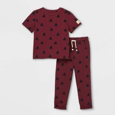 Toddler Boys' 2pc Short Sleeve T-Shirt & Jogger Pants Set - art class™ Maroon | Target