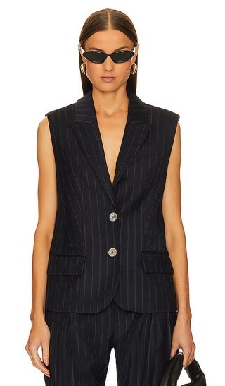Arley Pinstripe Boy Blazer Vest in Tatum Pinstripe | Revolve Clothing (Global)
