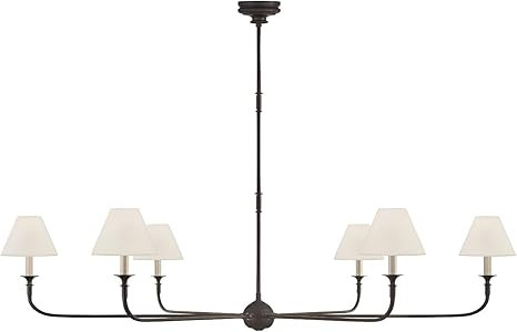 Pendant Light, Industrial Single-Tier Metal Chandelier with Fabric Shade, Downrods Included for R... | Amazon (US)