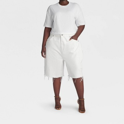 KBB by KAHLANA Women's Low-Rise Wide Leg 'The Rachel Shorts' - White Wash Denim 30 | Target