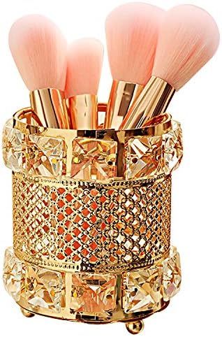 CY craft Gold Makeup Brush Holder,Brass Vintage Crystal Makeup Brush Organizer Handmade Cosmetic ... | Amazon (US)