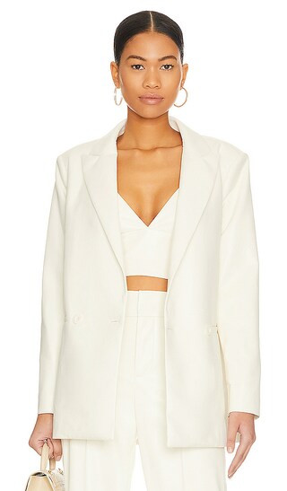 Justin Faux Leather Blazer in Ecru | Revolve Clothing (Global)