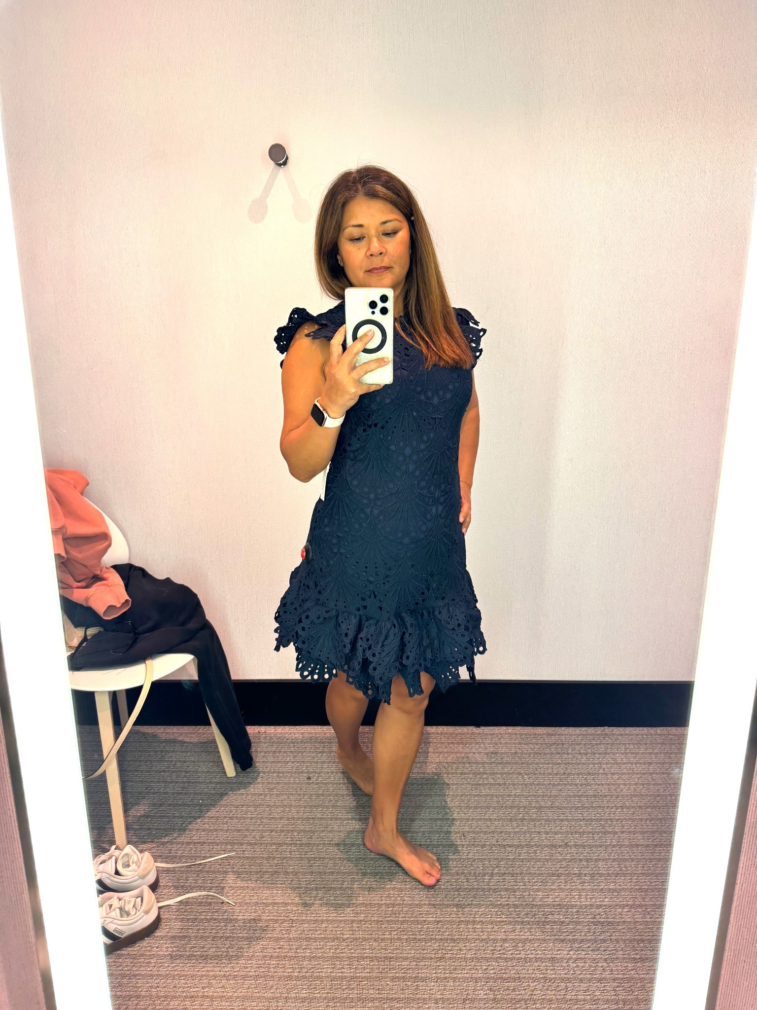 Obsessed with this Aqua lace dress! Rich navy color is so on trend for the season! 😍
#ltkfashion #ltkover50 #ltkmidlifestyle

#LTKPetite #LTKOver40