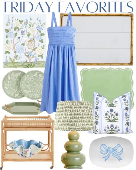 Grandmillennial home classic home traditional southern home decor blue and white green decor chinoiserie artwork nursery art blue spring dress floral pillow woven bar cart green scalloped placemats green gourd lamp batik lampshade

#LTKSeasonal #LTKhome #LTKstyletip