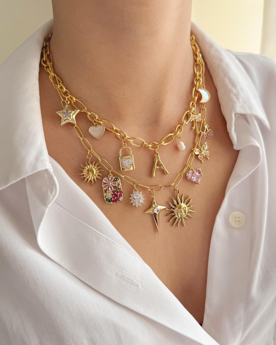 Custom Charm Necklace | Pick Your Charms, Make Your Necklace, Multi Charm Necklace, Gold Charm Ne... | Etsy (US)