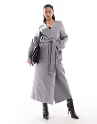 Forever New scarf coat in charcoal | ASOS (Global)