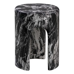 TOV Furniture Marisol 14" Round Marble Side Table in Black | Cymax