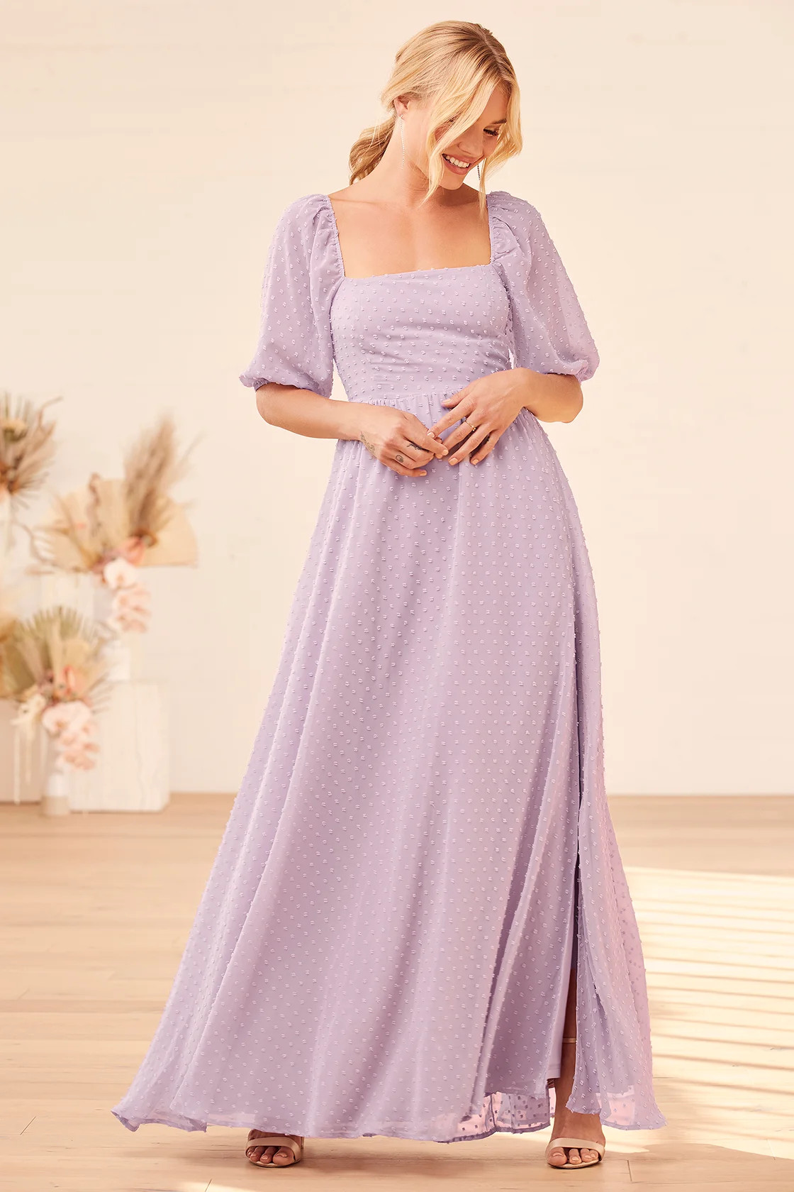 Romance is Here Lavender Swiss Dot Tie-Back Maxi Dress | Lulus (US)
