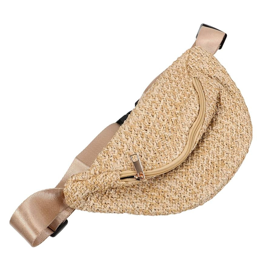 PRETYZOOM 1pc Chest Bag Waist Pouch Cross- Body Pouch Imitation Straw Woven Waist Bag | Amazon (US)